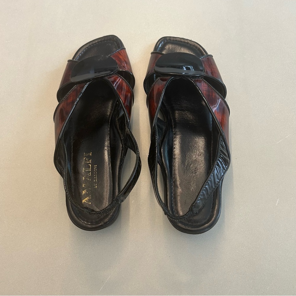 Amalfi Black and Brown Slingback Heels Size 5 - Picture 8 of 9